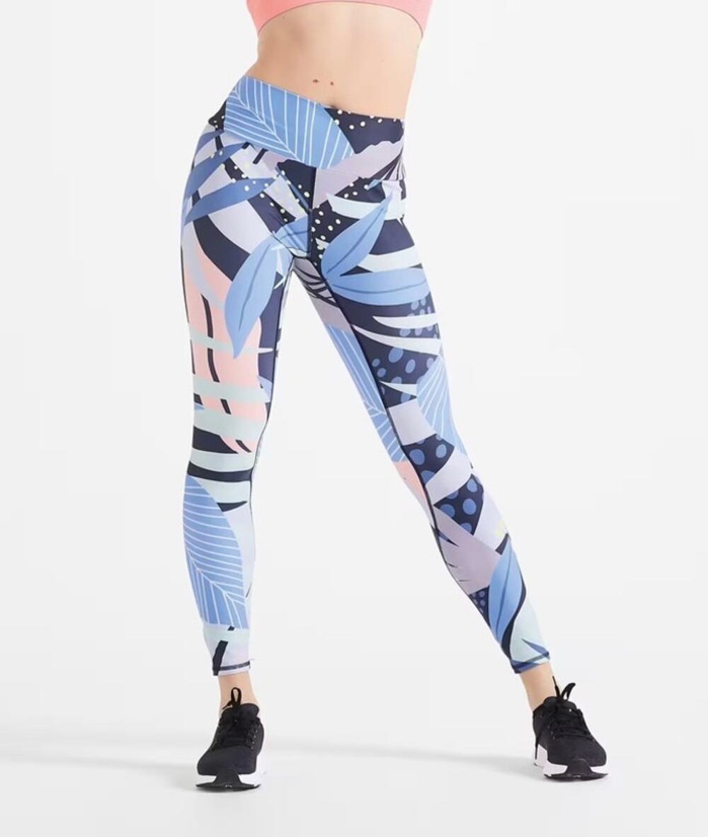 Domyos Leggings Womens S Fold Over Waist Cardio Training Yoga Fitness Stretch